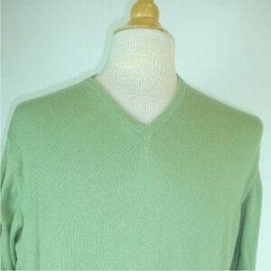 Loro Piana ITALY GREEN 100% COTTON v neck SWEATER made in Italy i50 L chest 44